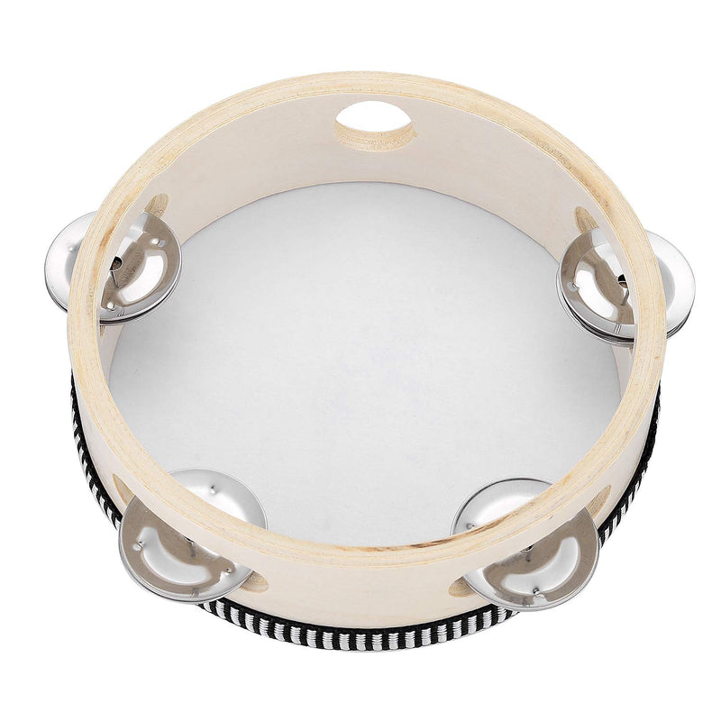 Hand Held Tambourine Drum 6 inch Bell Birch Metal Jingles Percussion Gift Musical Educational Drum Instrument for KTV Party Kids Games (6 inch)