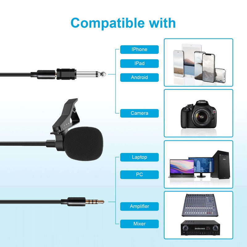 [AUSTRALIA] - Professional Lavalier Microphone for iPhone, Camera, PC, Android, Lavalier Lapel Microphone with USB Charging, Omnidirectional Lapel Mic with Noise Reduction for Video, YouTube, Interview, Vlogging 