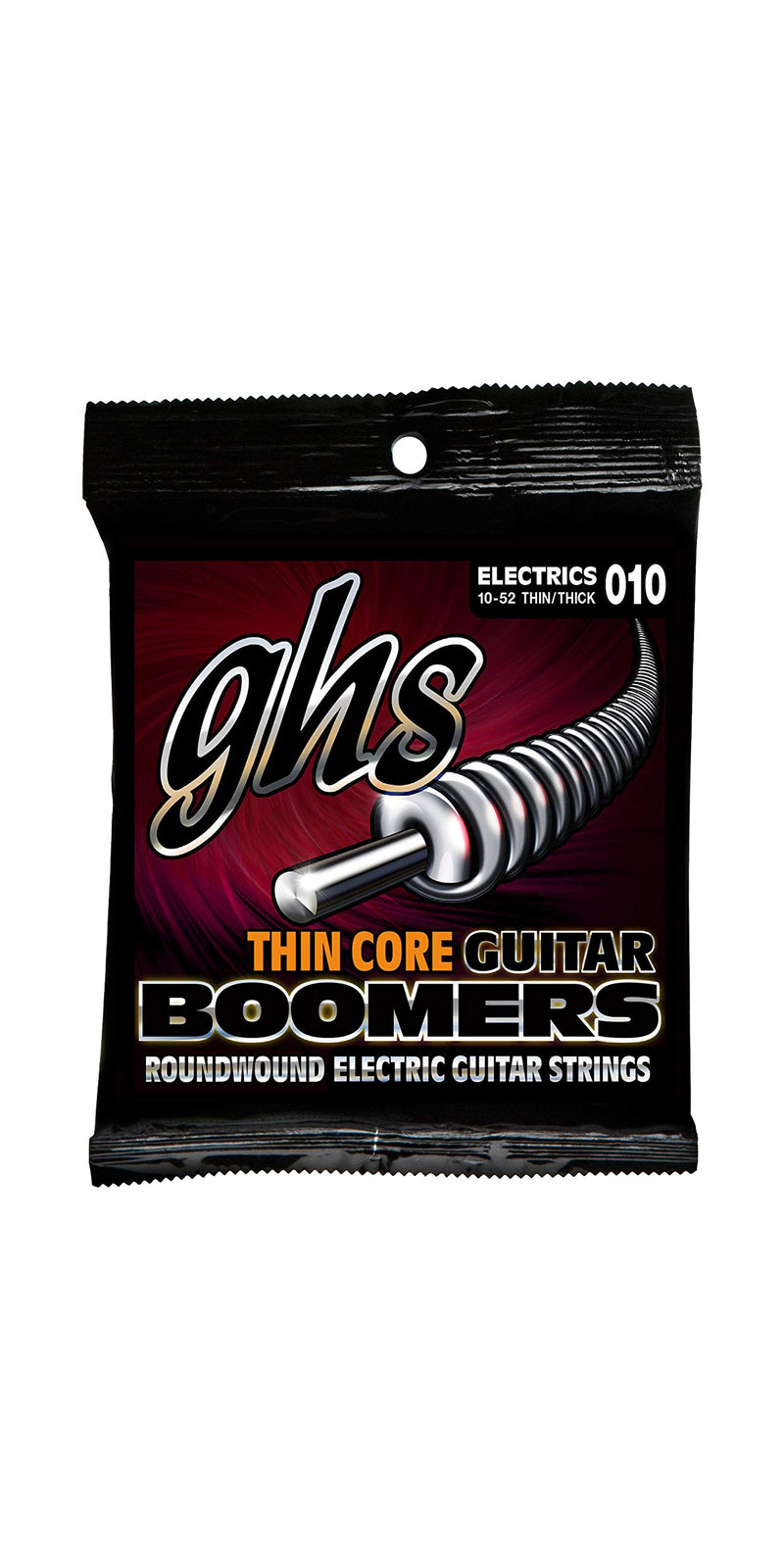 GHS Strings TC-GBTNT Thin Core Boomers, Nickel-Plated Electric Guitar Strings, Thick n' Thin (.010-.052)