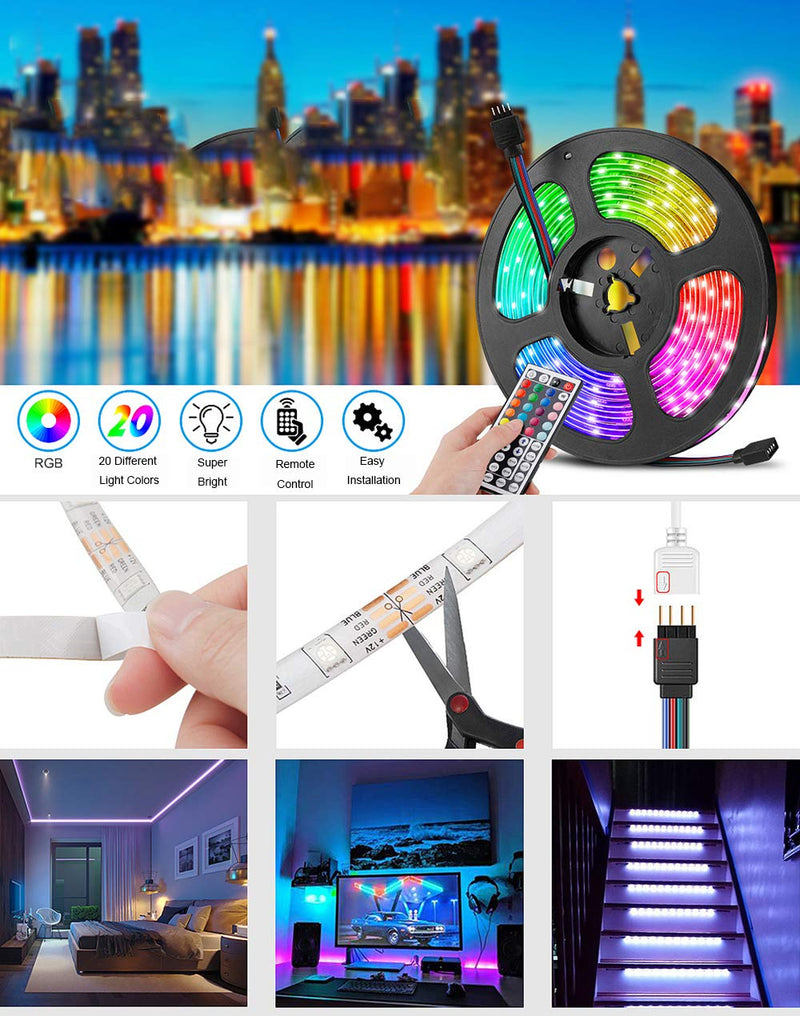 20 ft LED Lights for Bedroom,Upgraded Led Strip Lights from 16.4ft to 20ft with Remote Color Changing LED Strip Lights(APP+IR Remote+mic+Music sync) 20ft-app-ir-control