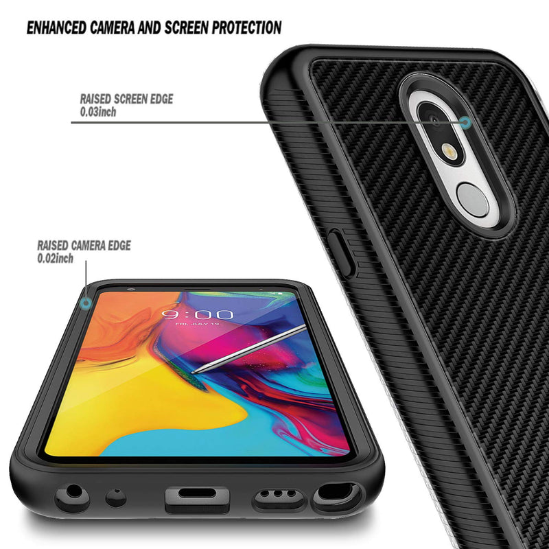 E-Began Case Compatible for LG Stylo 5 with [Built-in Screen Protector], LG Stylo 5V/Stylo 5X/Stylo 5 Plus, Full-Body Protective Rugged Bumper Cover, Shockproof Impact Resist Case -Carbon Fiber Carbon Fiber