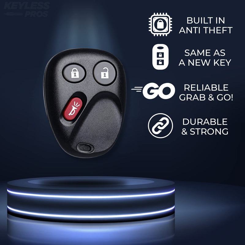 KeylessPros 3-Button Replacement Key Fob Keyless Entry Remote, fits Chevy Suburban Tahoe Avalanche Silverado, GMC Sierra Yukon, Cadillac Escalade, 21997127, LHJ011 (2-Pack) 3-BTNx2