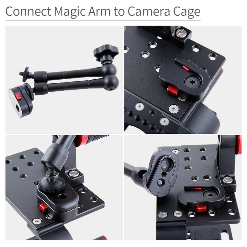FEELWORLD Field Monitor Quick Release Plate for 3.5 5 7 inch DSLR Camera Monitor Magic Arm Video Light Monitor Cage With 1/4 Inch Screw Compare with FEELWORLD FW450 F570 F6 T7 FH7 T756 FW703 FW759 FW7