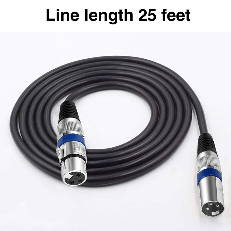 [AUSTRALIA] - XLR Cable, 25 FT XLR Male to XLR Female 3 PIN Microphone Cable, Amp Speaker Balanced Audio Shielded Cable Patch Extension Cords Black 