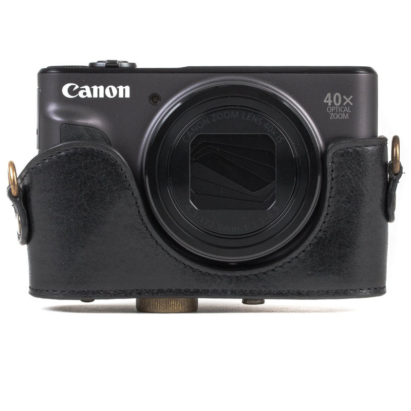 MegaGear MG1176 Canon PowerShot SX740 HS, SX730 HS Ever Ready Genuine Leather Camera Case with Strap - Black