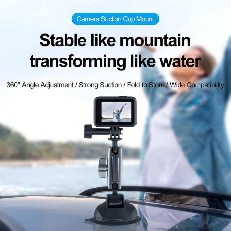 Suction Cup Mount Windshield Window Dashboard Car Mount with Phone Holder for GoPro Max Hero 9 8 7 6 5 Insta360 DJI Action 2 Osmo Pocket 2 iPhone Android