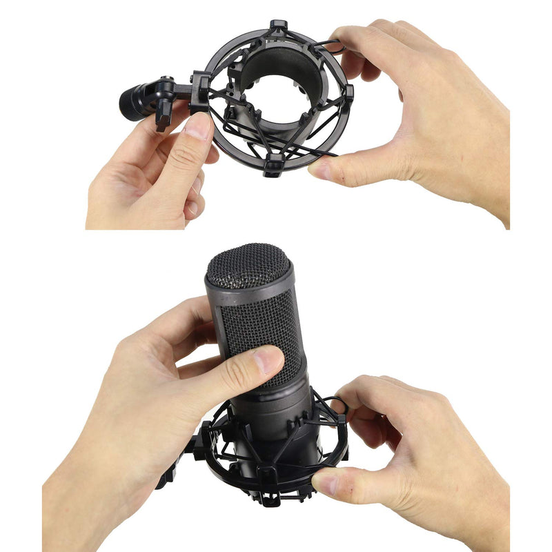 [AUSTRALIA] - AT2020 Shock Mount with Pop Filter - Foam Windscreen with Microphone Shockmount Reduces Vibration Noise and Blocks Out Plosives for Audio Technica AT2020 AT2035 ATR2500 Condenser Mic by YOUSHARES 