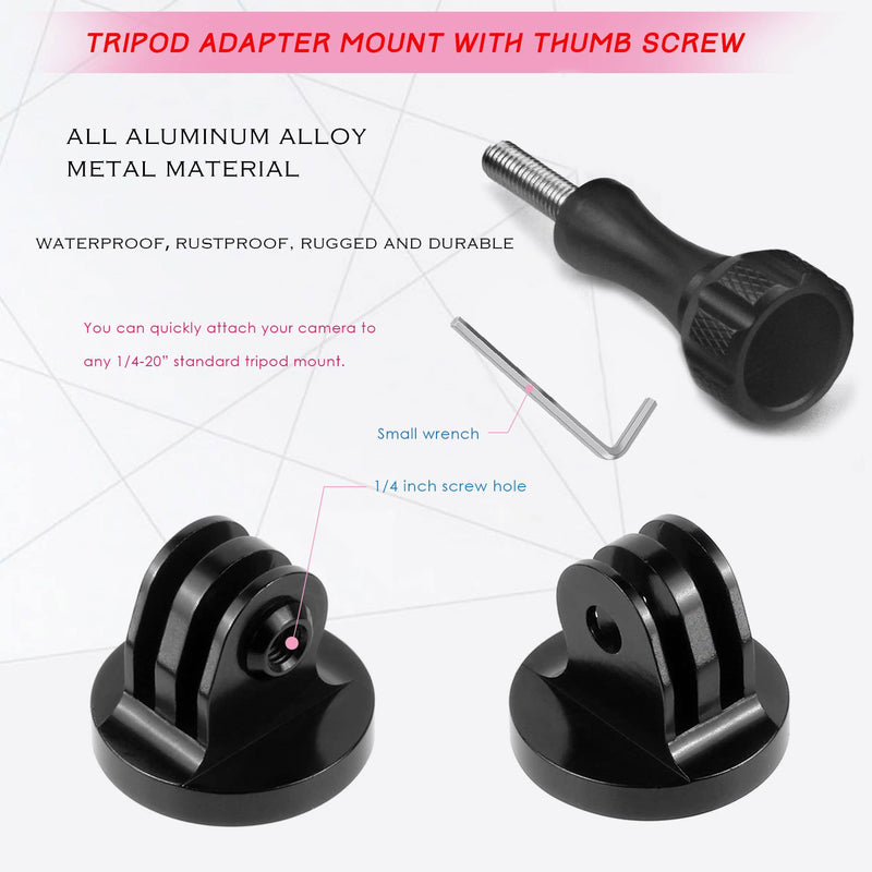 Tripod Mount Adapter,Gopro Tripod Mount Aluminum,Gopro Tripod Adapter Mount,Compatible with GoPro Hero 9, 8, 7, 6, 5, 4, DJI Osmo, Sjcam, Xiaoyi Action Cameras Aluminum alloy black