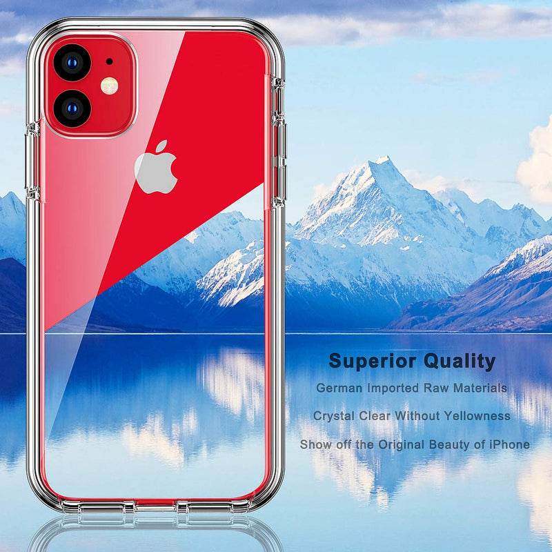 COOLQO Compatible with iPhone 11 Case, and [2 x Tempered Glass Screen Protector] for Clear 360 Full Body Coverage Hard PC+Soft Silicone TPU 3in1 Shockproof Protective Phone Cover For iPhone 11 (6.1 inch)