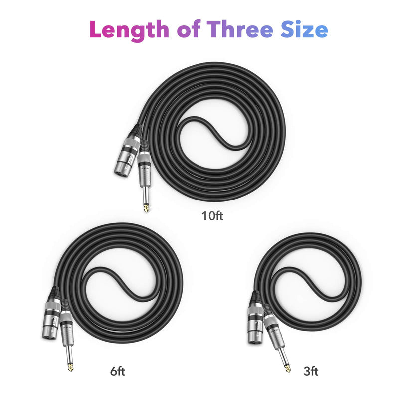 Sovvid XLR Female to 1/4 inch (6.35mm) TS Mono Jack Unbalanced Microphone Cable Mic Cord 3 Feet, Quarter inch TS Female to XLR Female Mic Interconnect Cable Cord 3FT