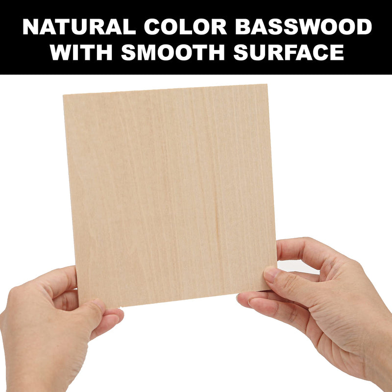 (12-Pack) 6”x6”x1/8” balsawood Sheets for Crafts - Perfect for Architectural Models Drawing Painting Wood Engraving Wood Burning Laser Scroll Sawing 1/8*6*6"