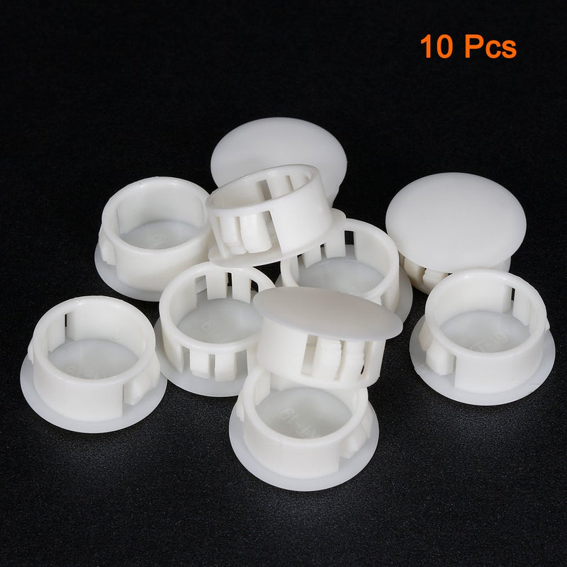 uxcell Hold Plugs,10pcs 19mm x 10.2mm White Nylon Round Snap Locking Panel Hole Cover