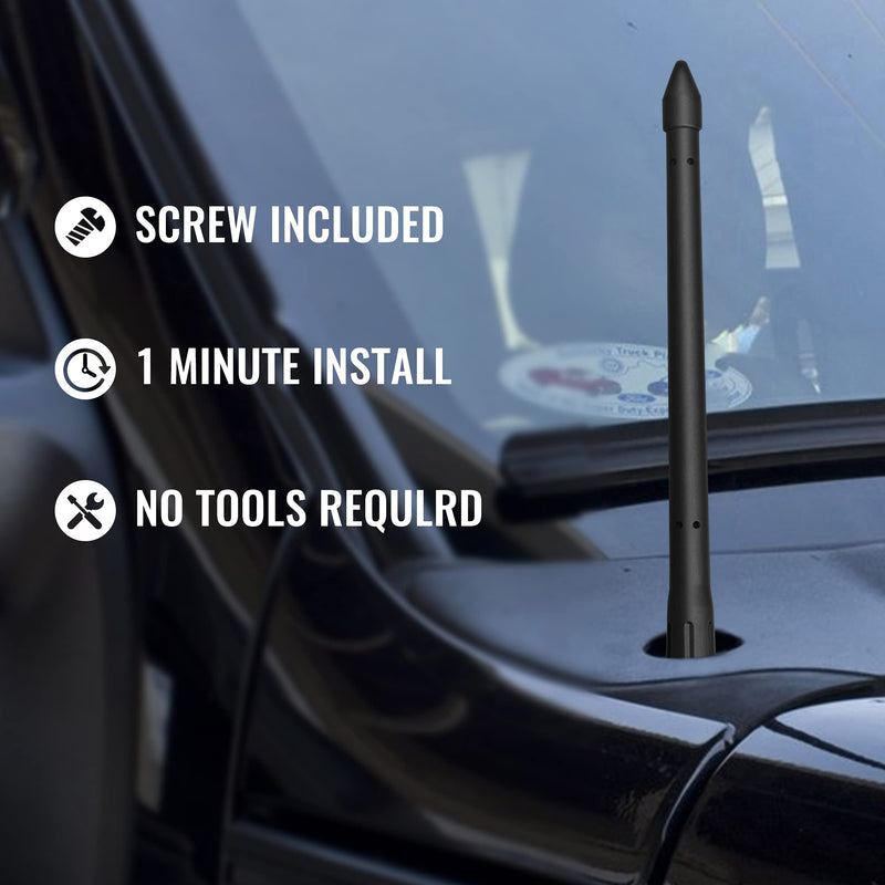 8 Inch Antenna for Ford F250 Super Duty 2014 2015 2016 2017 2018 2019 2020 2021 | Rubber Antenna Replacement Mast | Designed for Optimized FM/AM Radio Reception (Black)