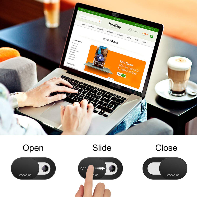 MOSISO Webcam Cover Slide, 0.027 inch Sliding Blocker Laptop Camera Cover Lens Blocker Shell Sticker Compatible with MacBook/iPad/iMac/Tablet/Notebook Ultra Thin Privacy Security Protector(2 Pack)