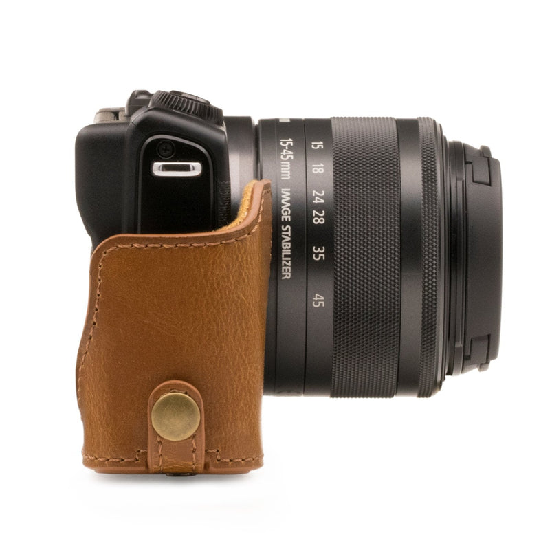 MegaGear Ever Ready Leather Camera Case Compatible with Canon EOS M200, M100 (15-45mm) Light Brown