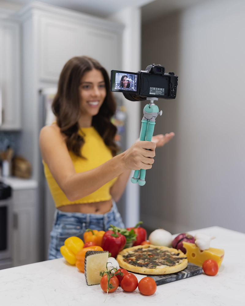 JOBY PodZilla Medium Kit, Flexible Tripod with Ball Head Included and GripTight 360 Phone Mount, for Smartphones and Compact Mirrorless Cameras or Devices up to 1 Kg, Blue Medium Kit Teal