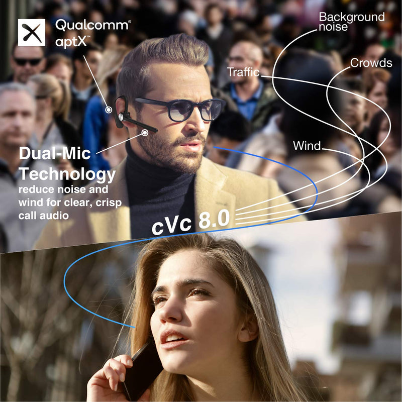 GoNovate C20 Bluetooth Headset 5.0, Dual Mic Noise Canceling 16H Talktime AptX-HD, Bluetooth Earpiece Compatible with iPhone Android, for Driving/Business/Office