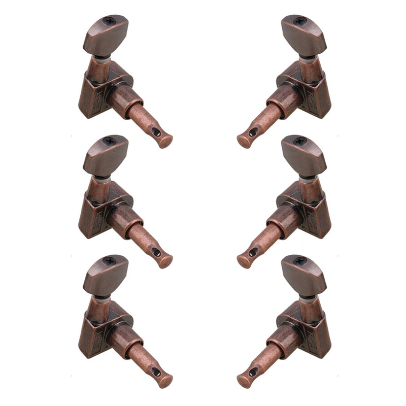 Yibuy 4x3.7cm Bronze Full Closed Tuning Pegs Machine Heads Guitar Tuners Accessories For Electric Guitar Right Hand Parts Pack of 6