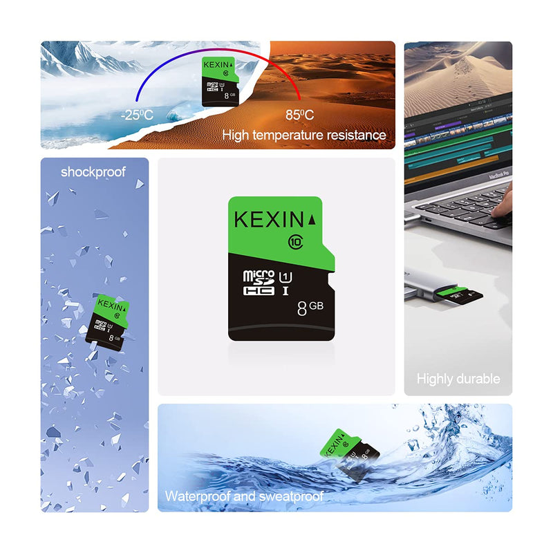 KEXIN 10 Pack 8GB Micro SD Card MicroSDHC UHS-I Memory Cards Class 10, C10, U1 5).10 x 8G