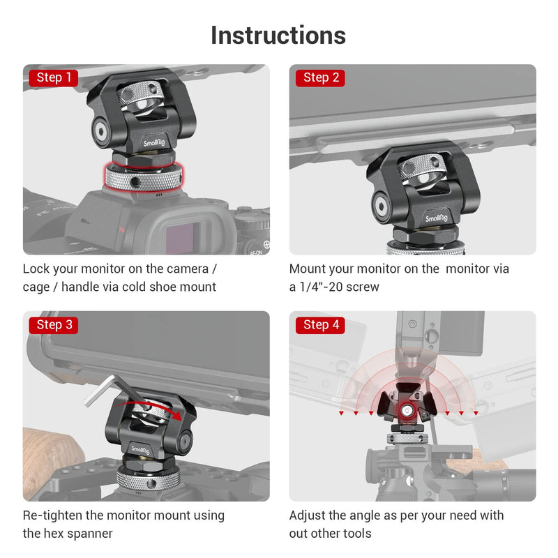 SMALLRIG Field Monitor Mount Monitor Holder Swivel and Tilt Adjustable with Cold Shoe Mount for 5" and 7" Monitor - 2905