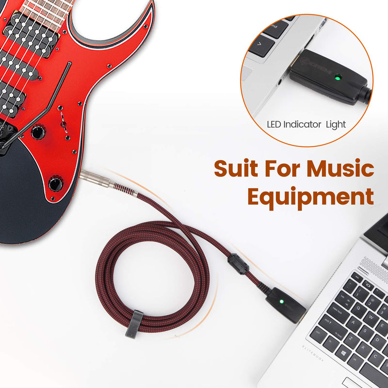 [AUSTRALIA] - Doremi USB Guitar Cable 10 FT, USB Male to 6.35mm 1/4 Inch TS Mono Jack Connector Guitar Cord,Professional Guitar to PC Guitar Bass to USB Link Connection Cable Adapter 