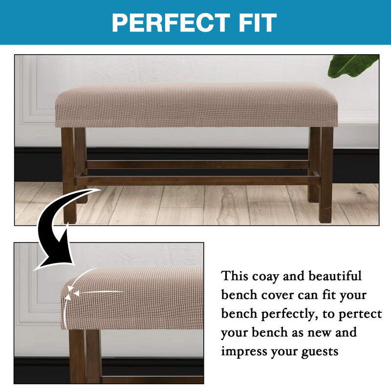 Stretch Piano Stool Cover Keyboard Bench Covers Non Slip with Thick Elastic Bottom Feature Checked Jacquard Pattern Super Thick Form Fitted The Length 20"-26" (Medium Size - Sand) Medium
