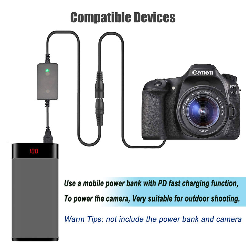 Gonine ACK-E6 USB-C AC Power Adapter DR-E6 DC Coupler Set, Replacement LP-E6 LP-E6N Battery for Canon EOS 70D/7D, EOS 60D/6D, EOS 5D Mark II III, EOS 5DS, EOS 5DS-R Cameras.