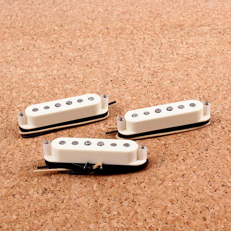 Alnicov Single Coil Pickups SSS Alnico 5 Neck/Middle/Bridge Pickups for ST Electric Guitar 3PCS/Set Cream White