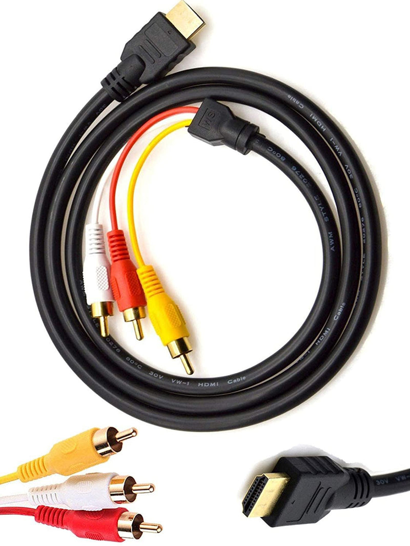 [AUSTRALIA] - Chenduomi HDMI to RCA TV Cable HDMI Male to 3 RCA Female av Cable Video Audio Component Converter Adapter 1080P Cable for HDTV Black 5ft/1.5m 