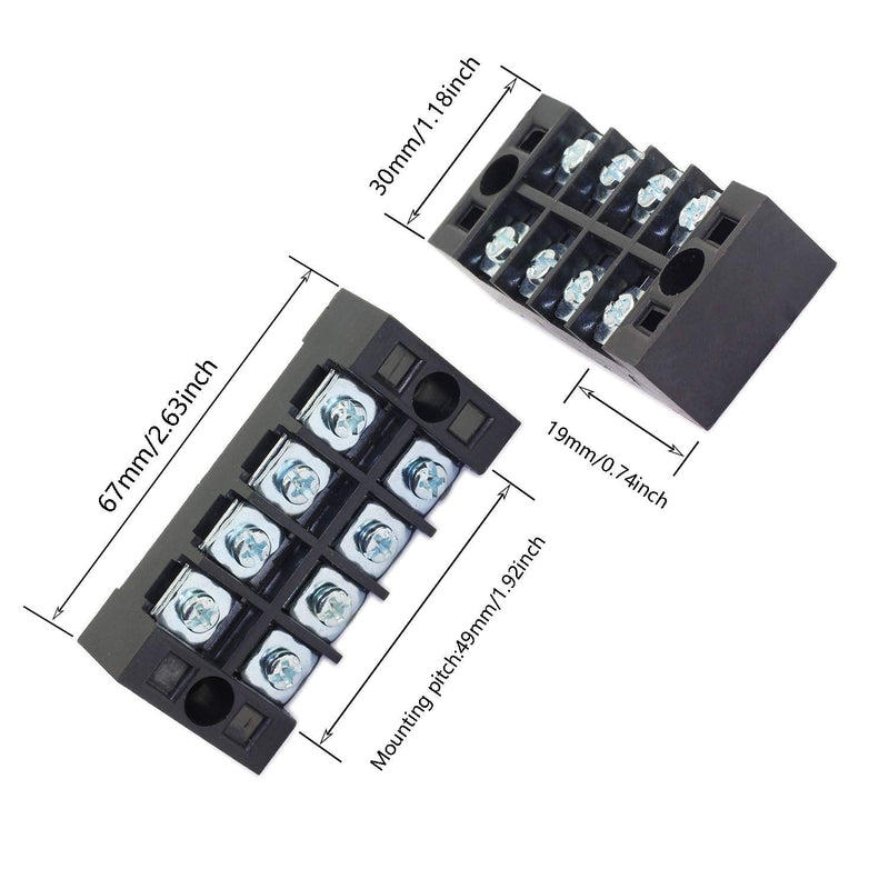 DGZZI 5PCS TB-2504 Covered Screw Terminal Strip 4 Positions Dual Rows 600V 25A Wire Barrier Block Terminal Strip