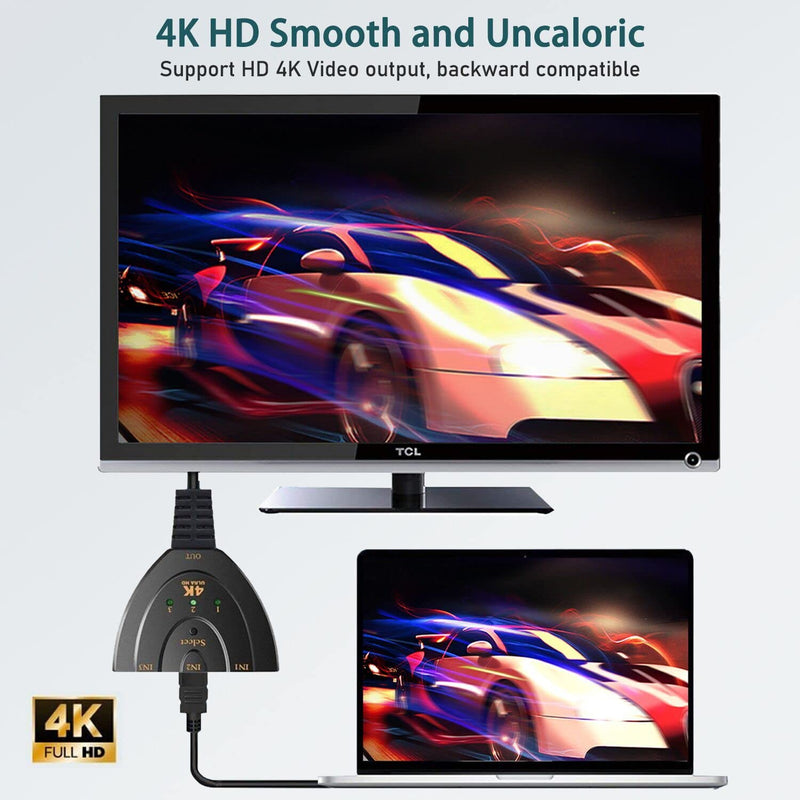 HDMI Splitter 3 in 1 Out, Ukiism 3-Port HDMI Switcher Selector with 3.9FT HDMI Cable,Supports 4K 30Hz 3D 1080P HDCP2.2 for PS5 PS4 Xbox DVD Player Fire Stick Apple TV PC