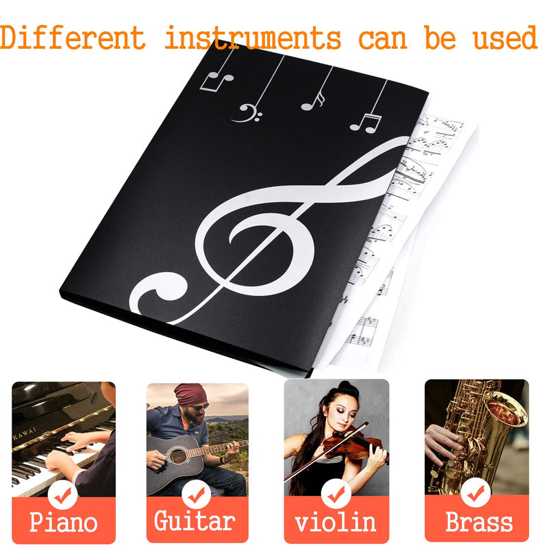Music Folder Sheet Music Folders Binder Music Choral Storage Holder Band Folder,A4 Size Black Folder,40 Pockets