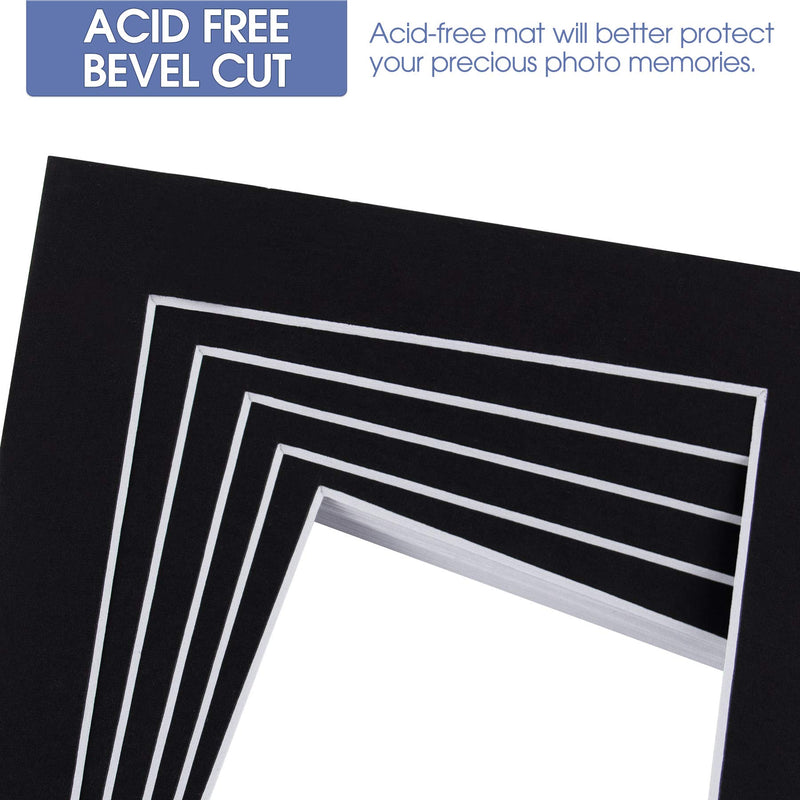 Golden State Art, Black Mat - Bevel Cut, Acid Free, 4-Ply Thick, Signature Friendly - Great for Photos, Pictures, Events, Prints - 8x10 for 5x7, 20-Pack, Mats Only 20-pack Mats