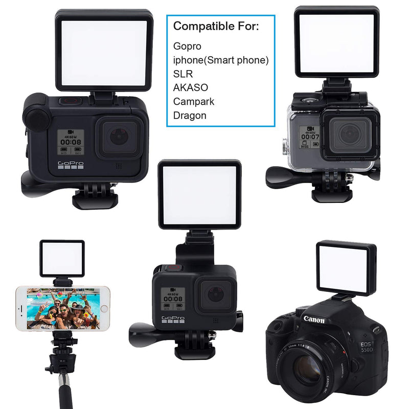 Suptig LED Video Light Dimmable White Lights, Natural Lights, Warm Lights Compatible for Gopro Hero 10 Hero 9 Hero 8 Hero 7 Hero 6 Hero 5,DJI OSMO, AKASO Campark Action Cameras