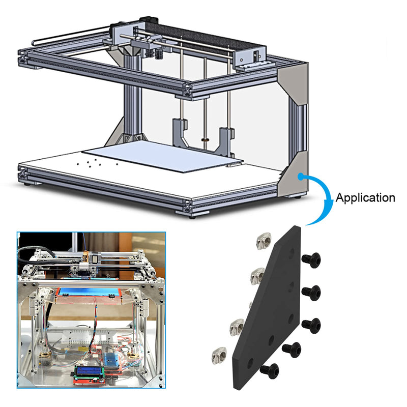 8Sets 2020 Extrusion Aluminum Profiles 20mm Anodic Oxidation L Shape Corner Bracket Plate with Screws and Nuts for 2020 Series Aluminum Profile 3D Printer Frame