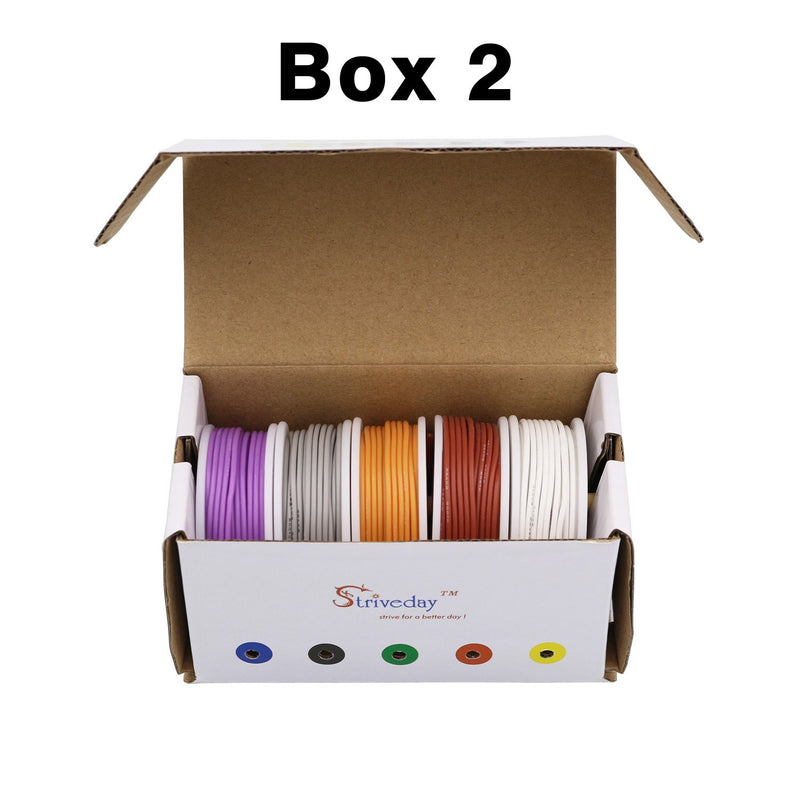 Striveday 30 AWG Flexible Silicone Wire Electric wire 30 gauge Coper Hook Up Wire 300V Cables electronic stranded wire cable electrics DIY BOX-2 30AWG Silicone wire Box2=Brown+White+Grey+Orange+Purple