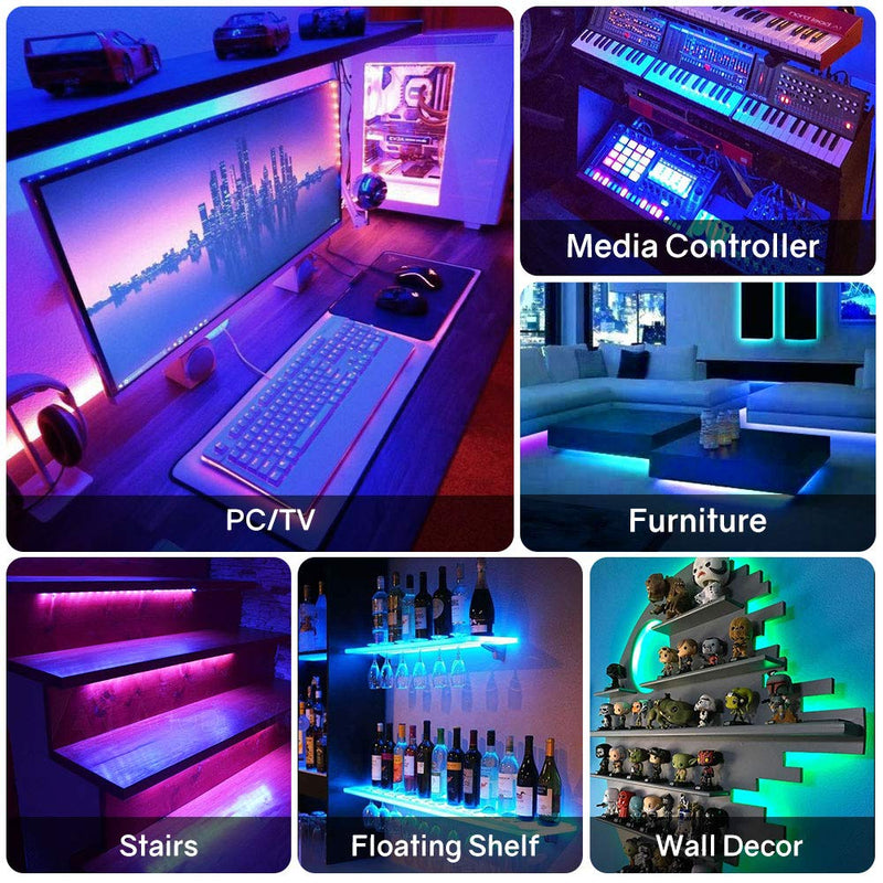 [AUSTRALIA] - HitLights LED Strip Lights 3 Pre-Cut 12Inch/36Inch LED Light Strip Flexible Color Changing 5050 LED Accent Kit with RF Remote, Power Supply, and Connectors for TV, Home, DIY Decoration 