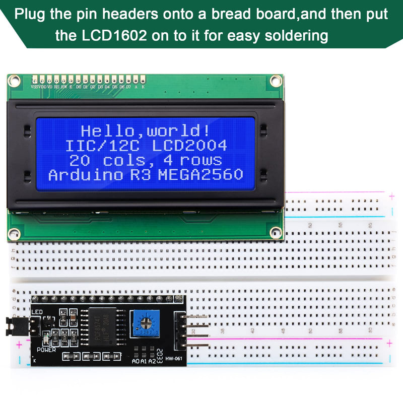 [AUSTRALIA] - Weewooday 8 Pieces IIC/ I2C/ TWI LCD Serial Interface Adapter and LCD Module Display Backlight Compatible with Arduino R3 MEGA2560 (Blue,LCD 2004 20 x 4) LCD 2004 20 x 4 Blue 