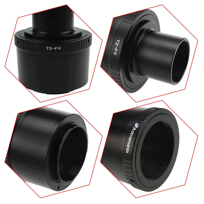 Astromania T T2 Lens to Fuji FX Mount Camera Adapter and M42 to 1.25" Telescope Adapter (T-Mount) - Universal Screw in for X-T1 X-A1 X-E2 X-M1 X-E1 X-PRO1 Ring Set for Fuji FX
