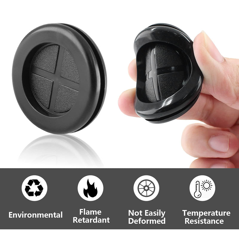 [AUSTRALIA] - Zorveiio 1" ID 1-1/4" Drill Hole Rubber Hole Grommet with Box Knife, Rubber Hole Plugs Rubber Grommets Firewall Grommet Kit Wire Protection - 20 Pcs, Black 