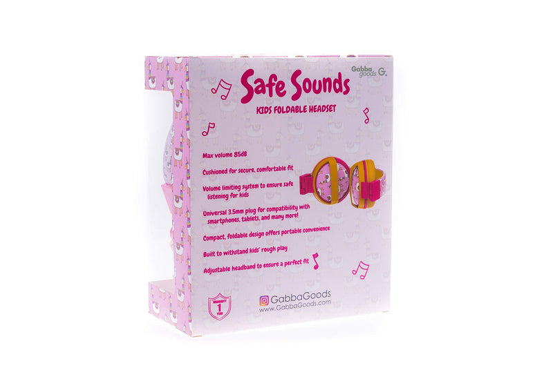 Gabba Goods Premium Kids Safe Sound Printed & Foldable Over The Ear Comfort Padded Stereo Headphones for Children with AUX Cable | Earphones Pink Llama