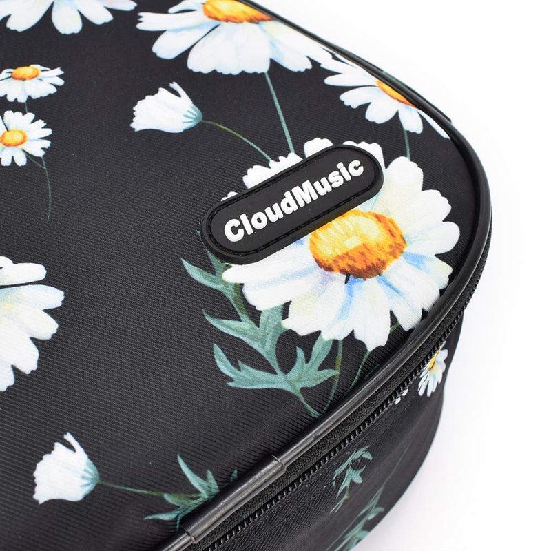 CLOUDMUSIC Ukulele Case For Soprano With Backpack Strap Flower Floral Pattern (White Daisy)