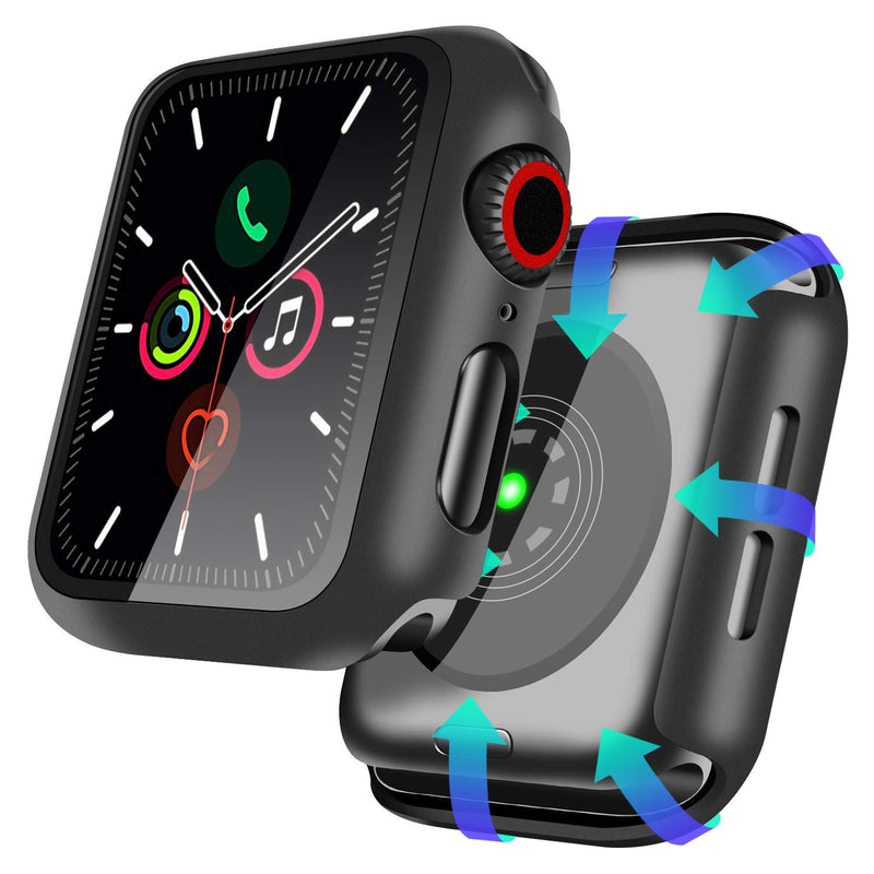 YMHML Compatible with Apple Watch 38mm Series 3/2/1 Case with Built-in Tempered Glass Screen Protector, Thin Guard Bumper Full coverage Matte Hard Cover for iWatch Accessories