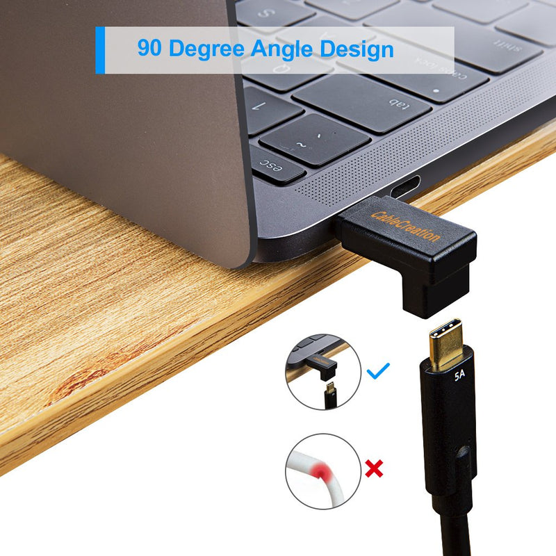 USB C Extension Adapter, CableCreation Up & Down Angle 90 Degree USB 3.1 Type C Male to Female Convertor (3A/10G), Compatible with Oculus Quest / Link, MacBook Pro, Google Pixel, Samsung DeX, Black