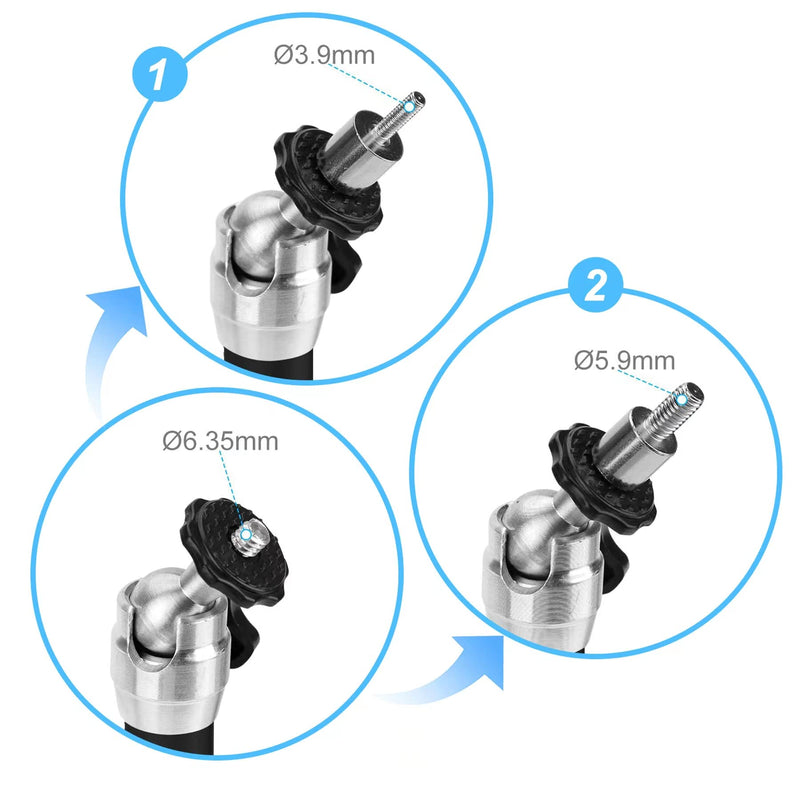 YiePhiot Mini Projector Mount Screw Thread Adapters Converters Female 6.35 mm to Male 3.9mm or 5.9 mm Screws Adapter Fit for Most Projector Mount Camera Tripod Stand (2Pcs)