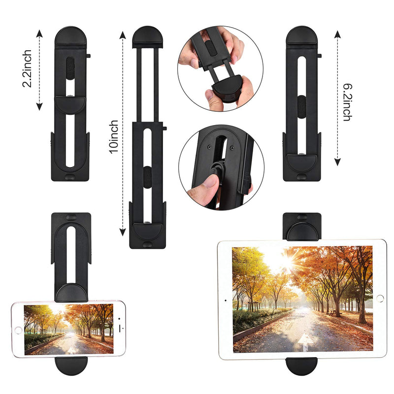 Tripod for iPad 53-Inch Lightweight Aluminum Travel Selfie Tripod with Tablet and Phone Holder for iPhone Mobile Tablet Tripod-Black