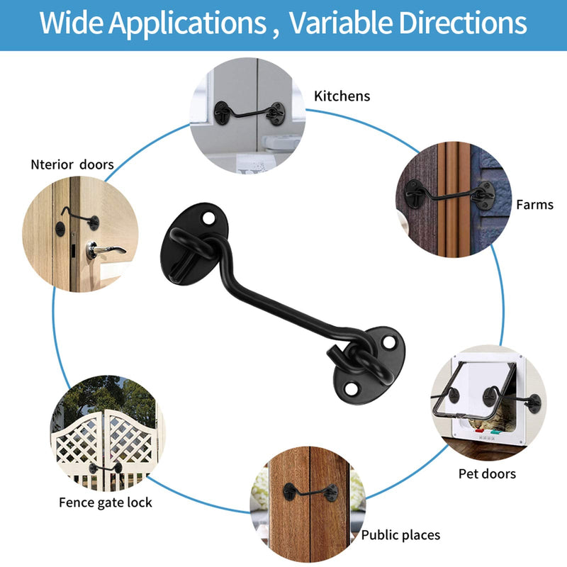 2 Pcs 4 Inch Barn Door Latch, Door Lock Latch, Barn Door Lock Heavy Duty Solid Thicken Stainless Steel Gate Latch, Privacy Hooks. Best for Window, Bedroom,Sliding Door. ASONTAO
