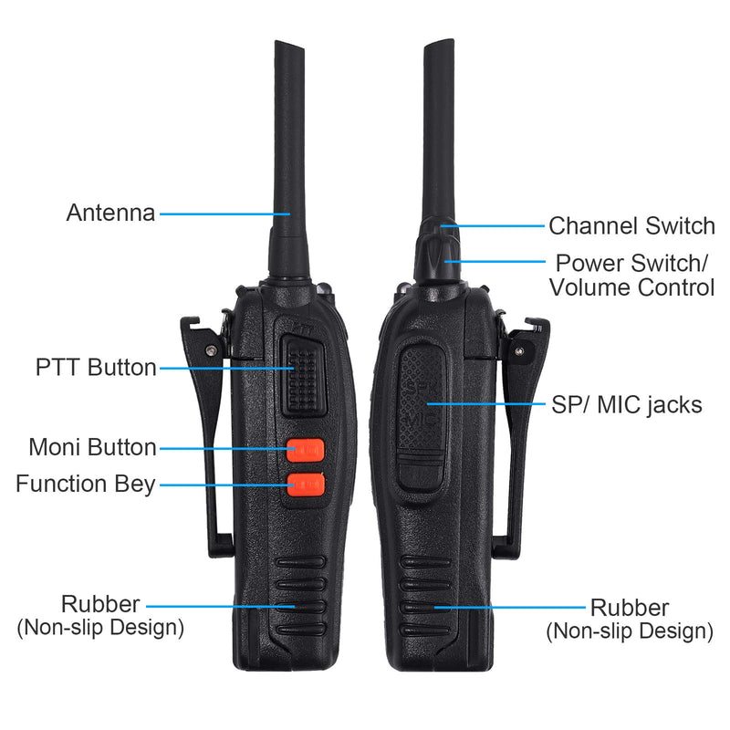 Neoteck 2 PCS FRS462MHz Walkie Talkies, Long Range 16 Channel 2 Way Rechargeable Radio Walky Talky with USB Charger Original Earpieces