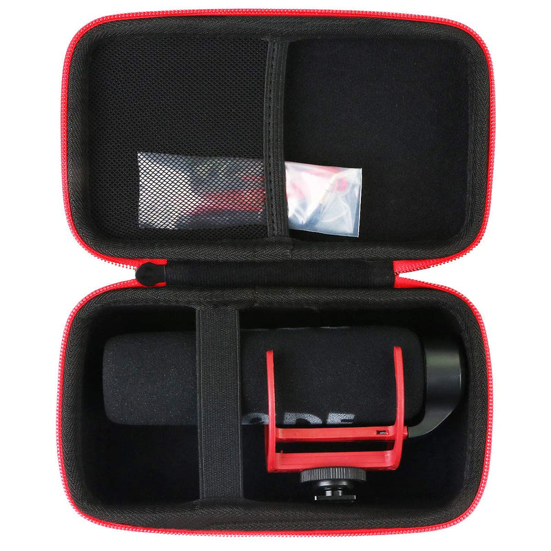 Aenllosi Storage Case for Rode VideoMic GO On Camera Microphone - Black/Red(only case)