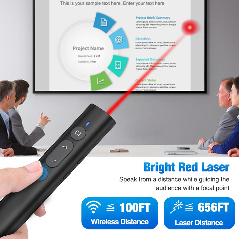 [AUSTRALIA] - 2 in 1 USB Type C Presentation Clicker with Laser Pointer, Wireless Presenter for PowerPoint Presentation PPT Clicker, 2.4GHz Presenter Remote Slide Advancer with Bright Red Laser Pointer X140 Red-2in1 USB C 